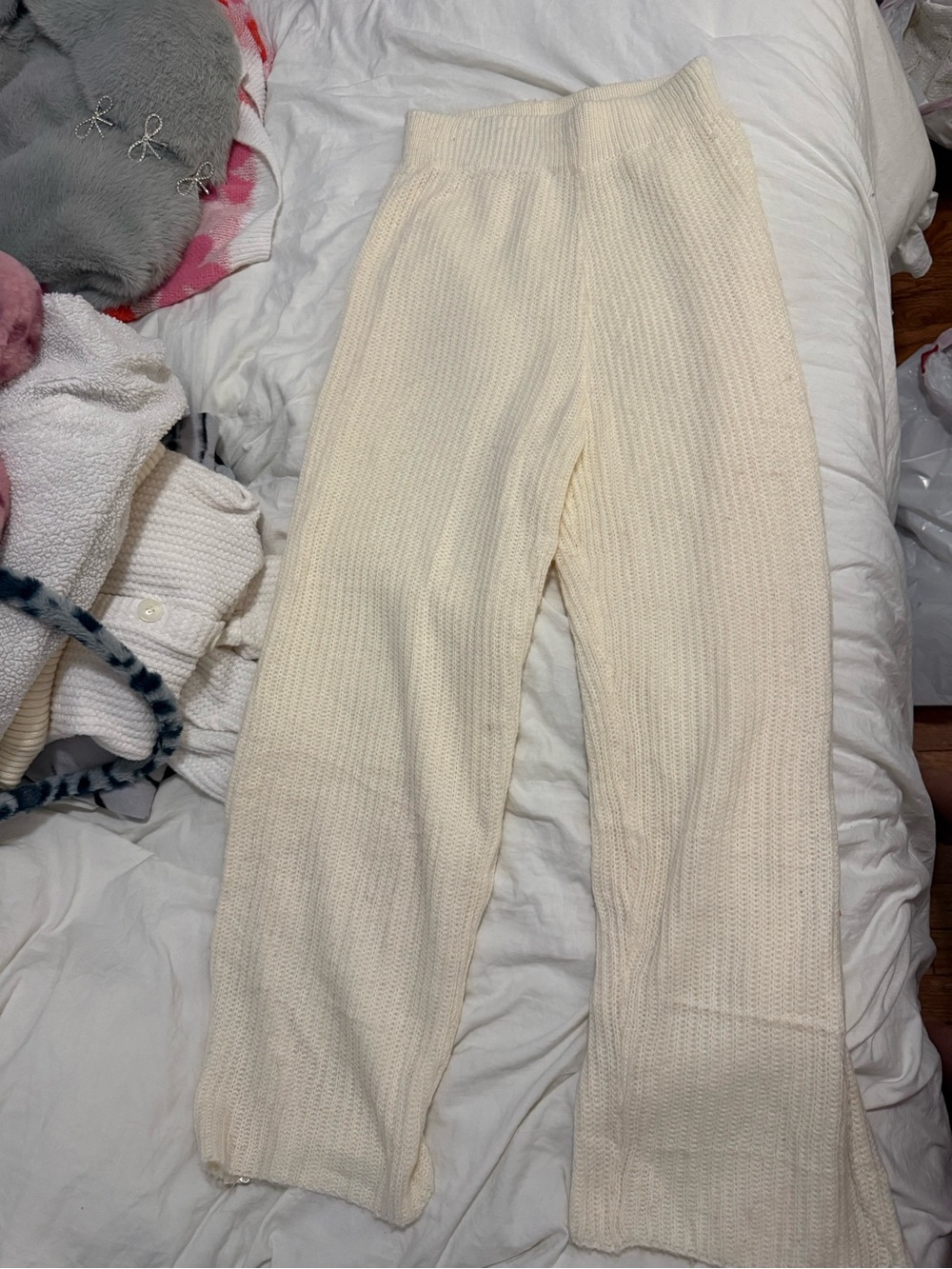 Women’s Cream Knit Flare Pants